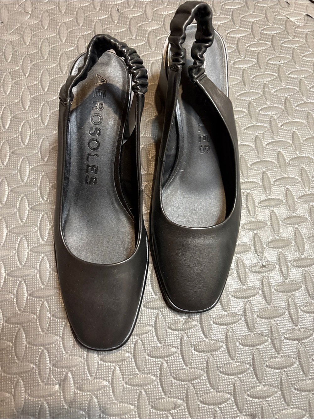 AEROSOLES Black Square-Toe Slingback Flats